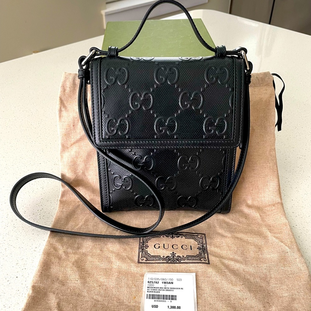 GG embossed messenger bag